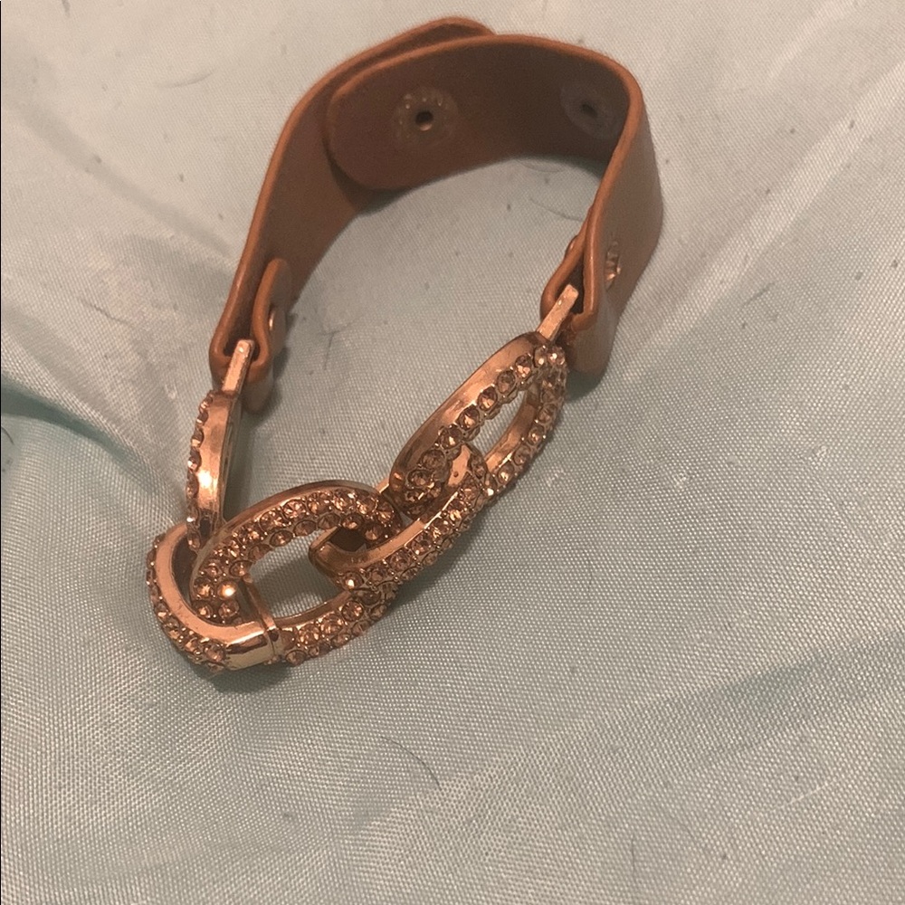 Gold and Tan Bracelet with Intricate Design